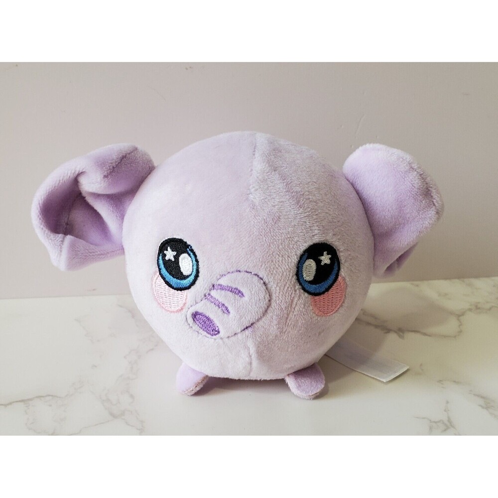 Squeezamals Elephant Plush Purple Big Eye Sensory Toy Soft Foam Stress Relief 4"